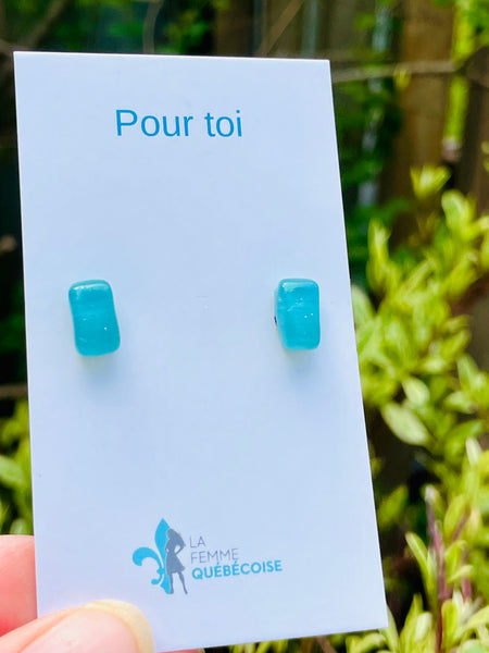 Boucles d’oreilles rectangulaires Aqua