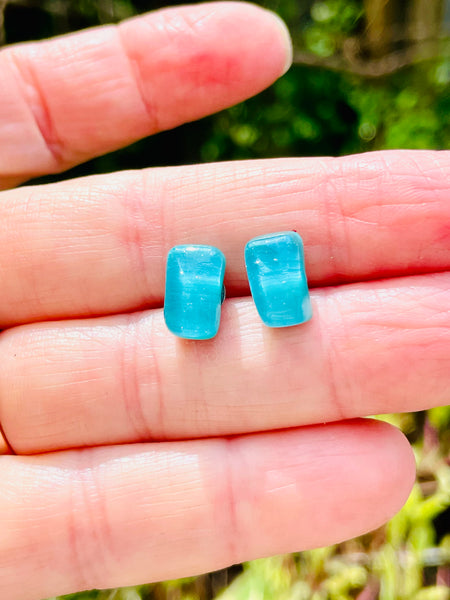 Boucles d’oreilles rectangulaires Aqua