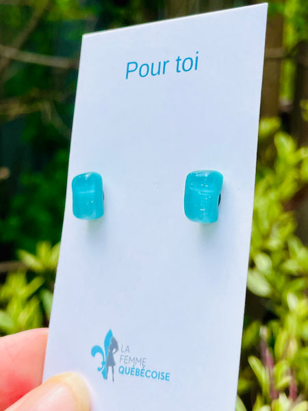 Boucles d’oreilles rectangulaires Aqua
