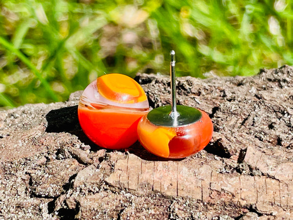 Boucles d’oreilles orange deux tons