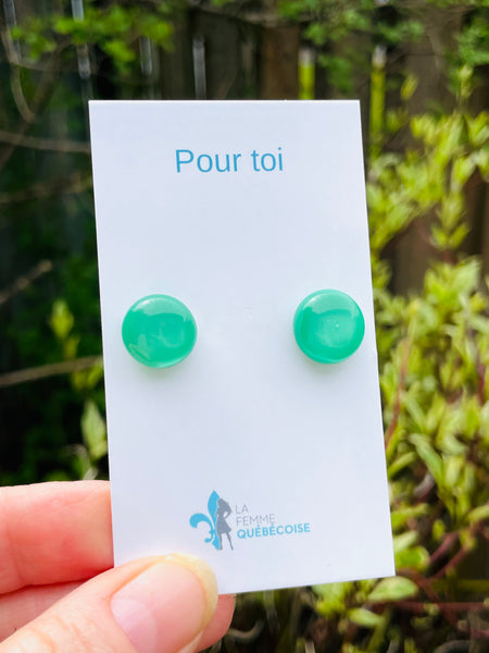 Boucles d’oreilles vert opaque