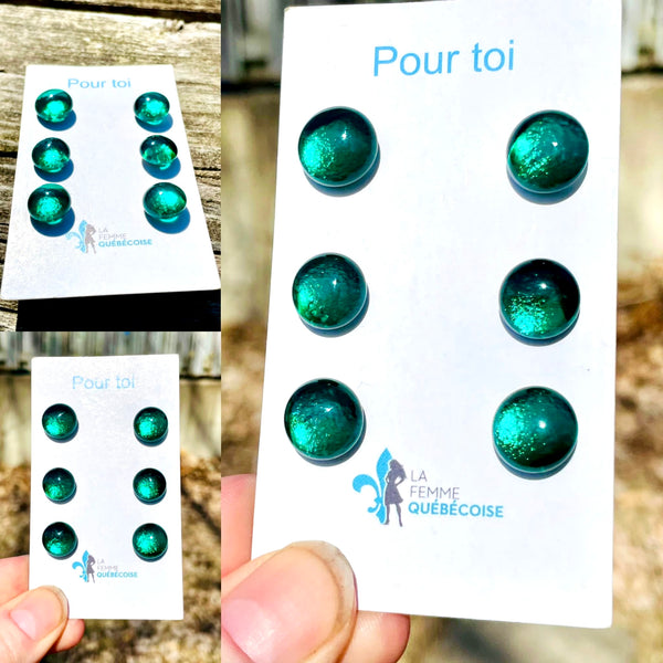Boucles d’oreilles verts brillants