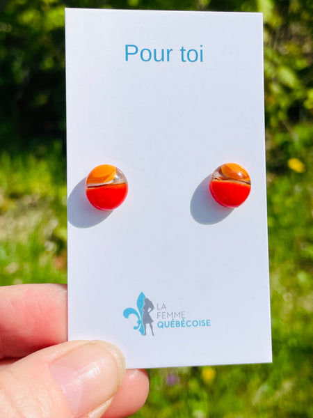Boucles d’oreilles orange deux tons