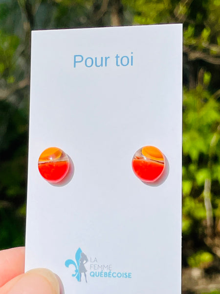 Boucles d’oreilles orange deux tons