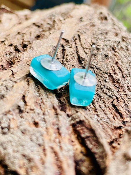 Boucles d’oreilles rectangulaires Aqua