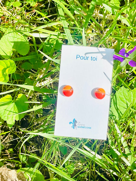 Boucles d’oreilles orange deux tons