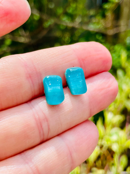 Boucles d’oreilles rectangulaires Aqua
