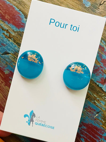 Boucles d’oreilles bleu Aqua opaque