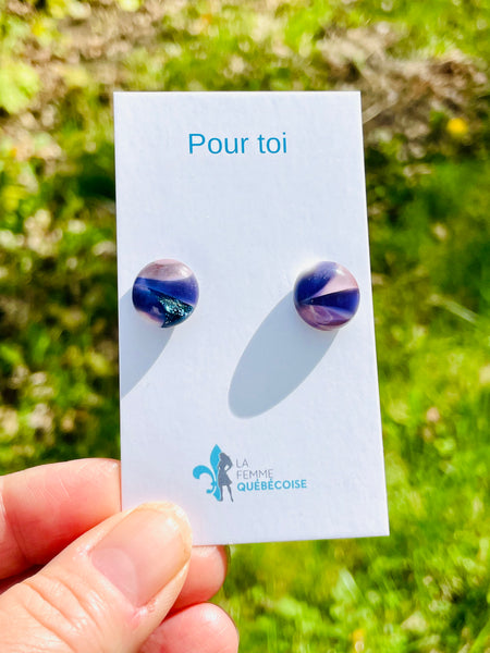 Boucles d’oreilles mauve-lilas